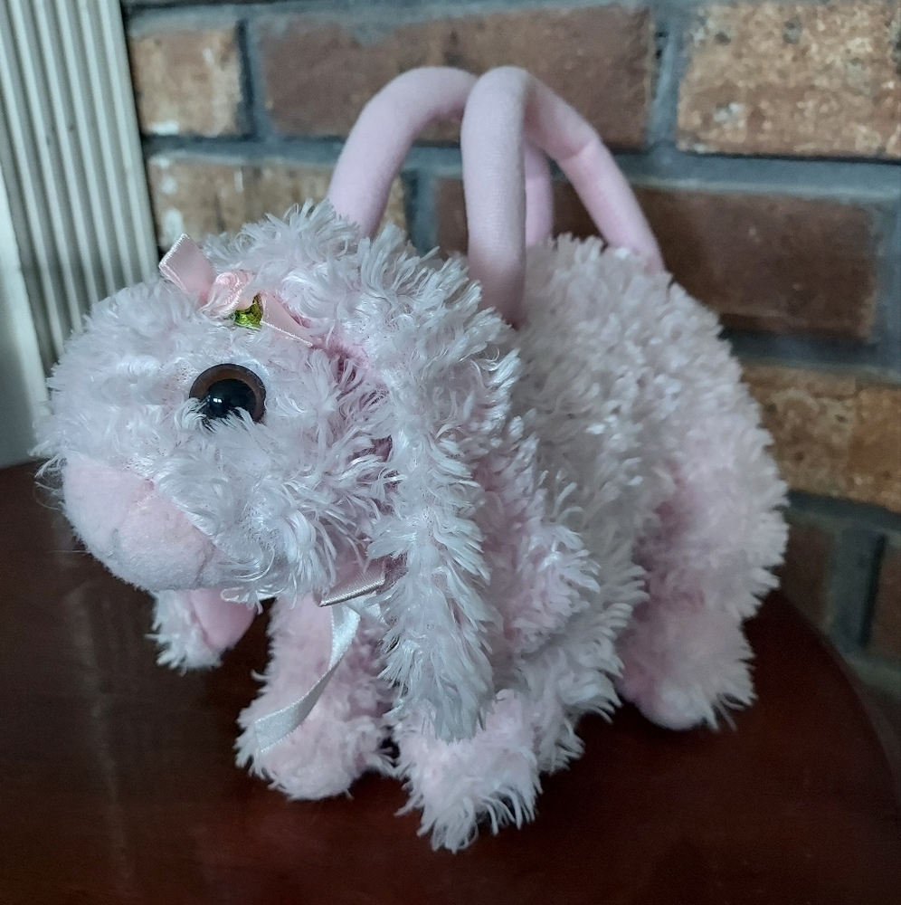 Toby NYC Pink Easter Bunny Rabbit Purse Plush Stuffed Animal 10 Inch